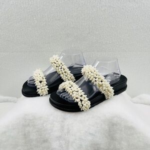 Alexandre Birman Women's Constanza Faux Pearl Sandals Leather Size 10 (40.5 EU)